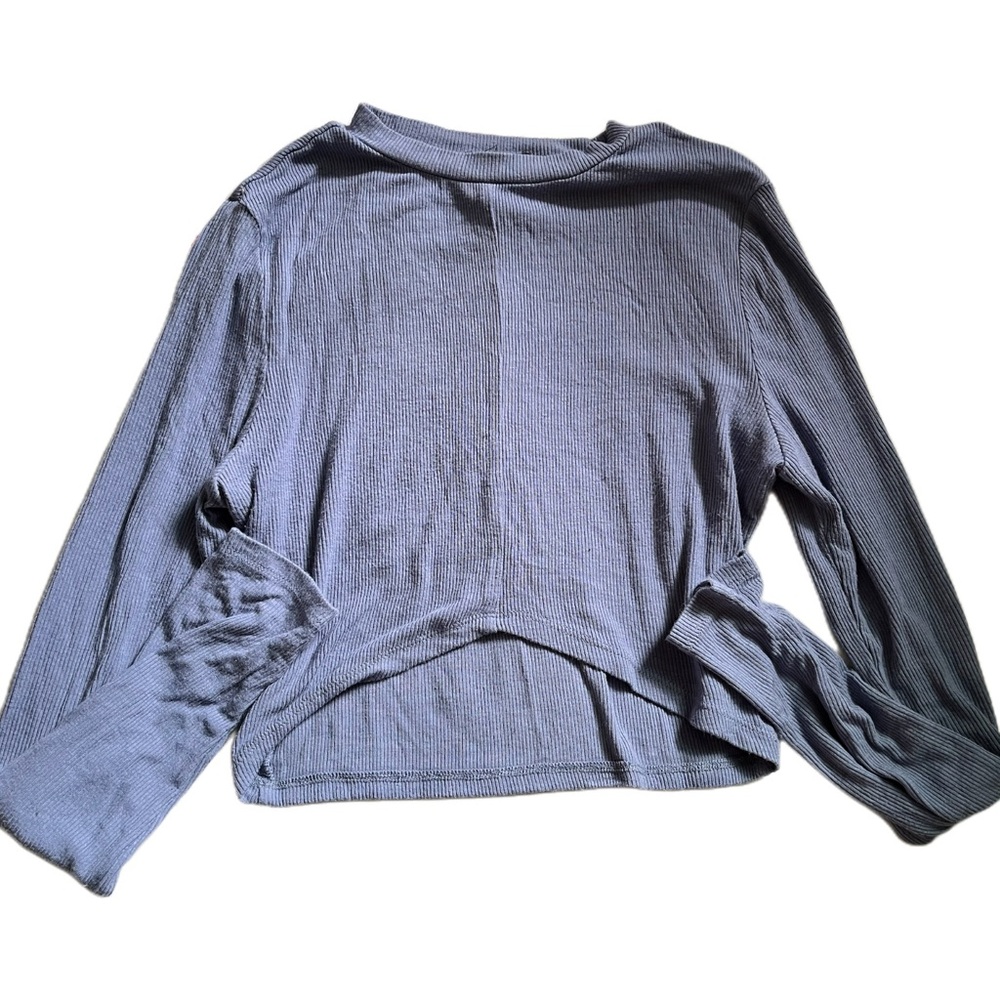 Blue long sleeve crop top